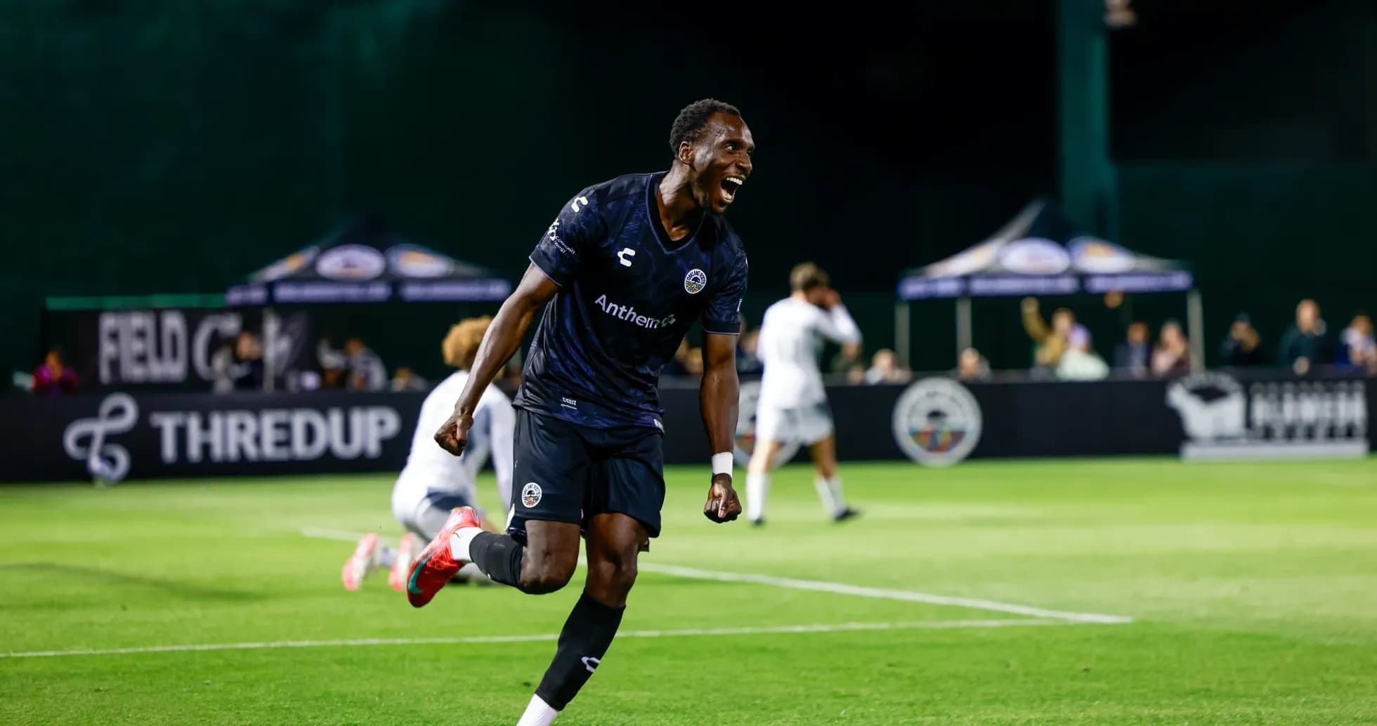 Player celebrating during Indy Eleven match Player celebrating during Indy Eleven match