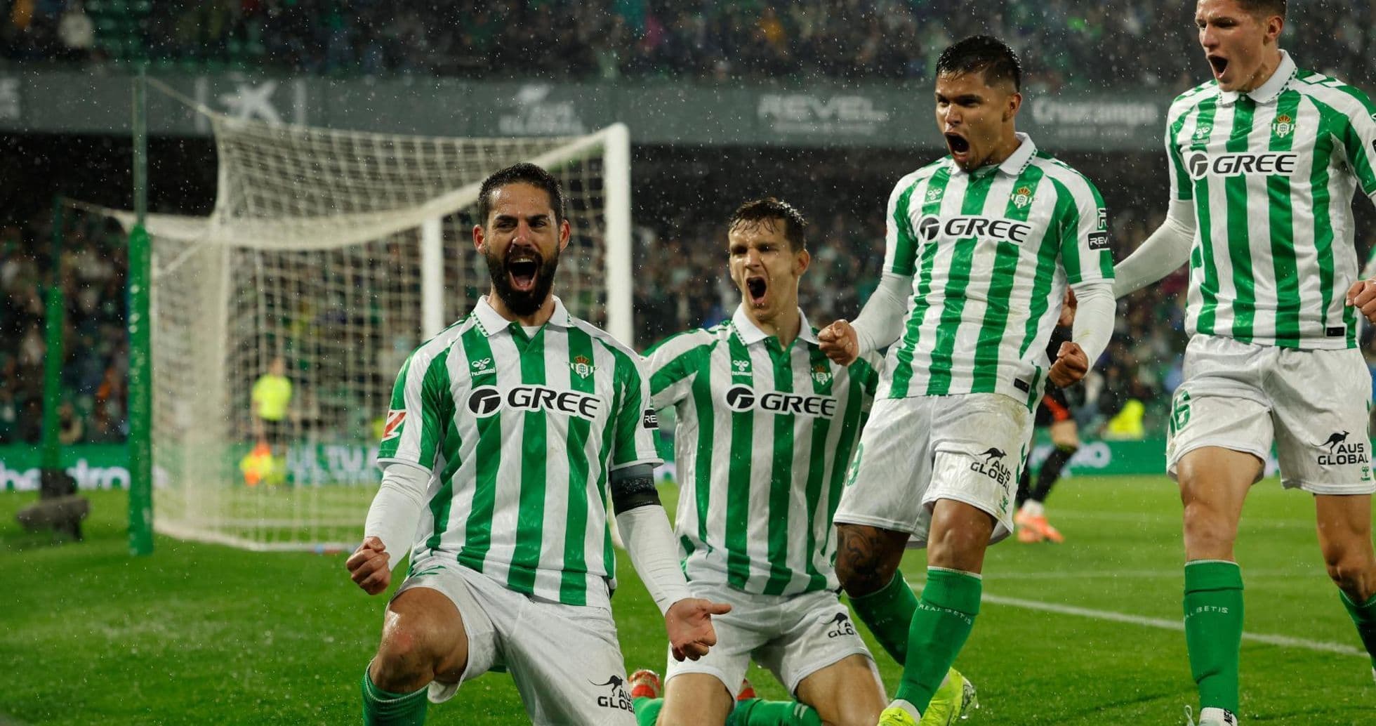 Real Betis players celebrating a goal Real Betis players celebrating a goal