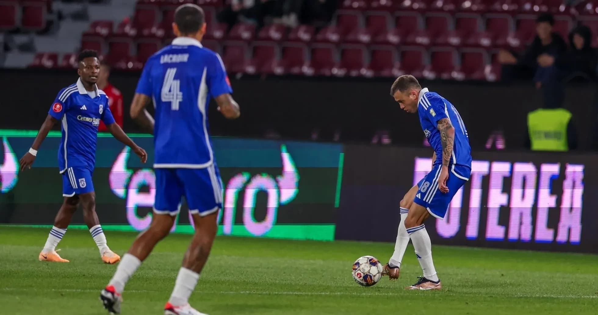 Universitatea Craiova players during UEFA match Universitatea Craiova players during UEFA match