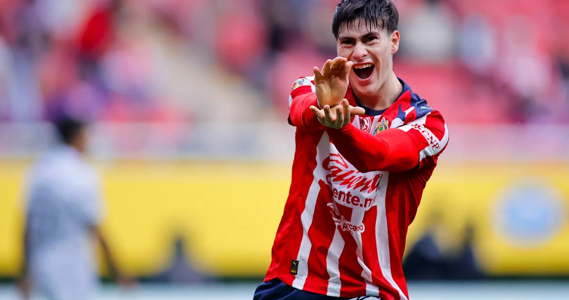 Chivas player celebrating during Liga MX match Chivas player celebrating during Liga MX match