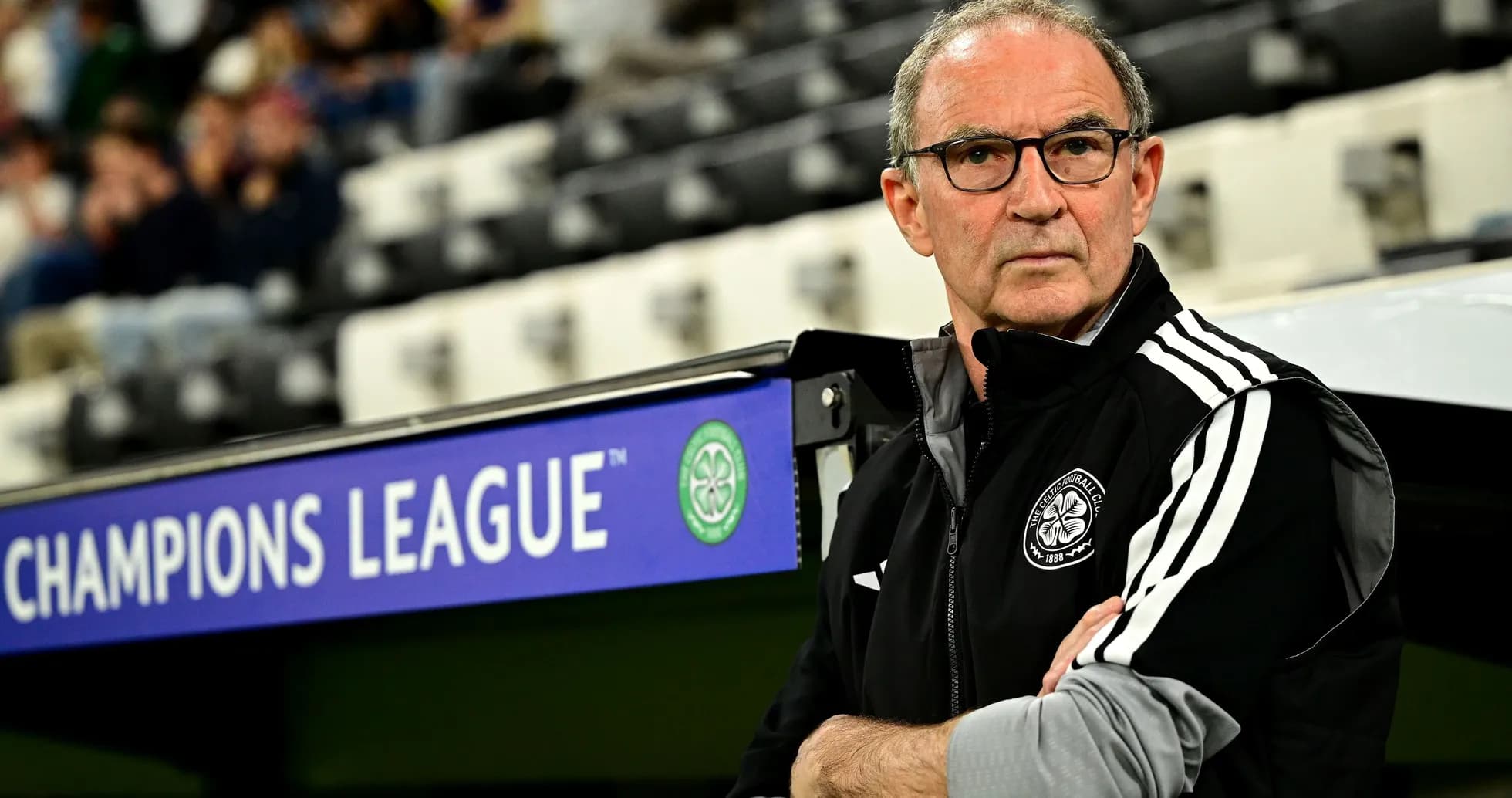 Coach observing match from the sidelines during Champions League Coach observing match from the sidelines during Champions League