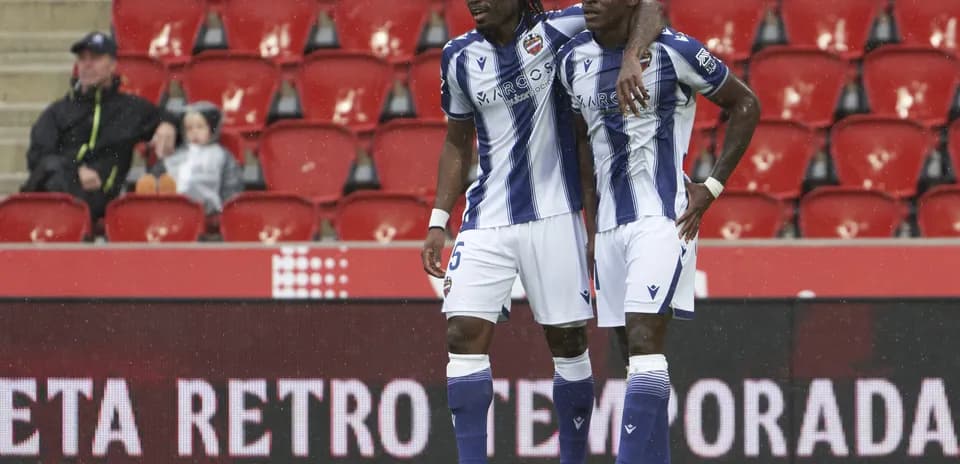 Levante players celebrating a goal during match Levante players celebrating a goal during match