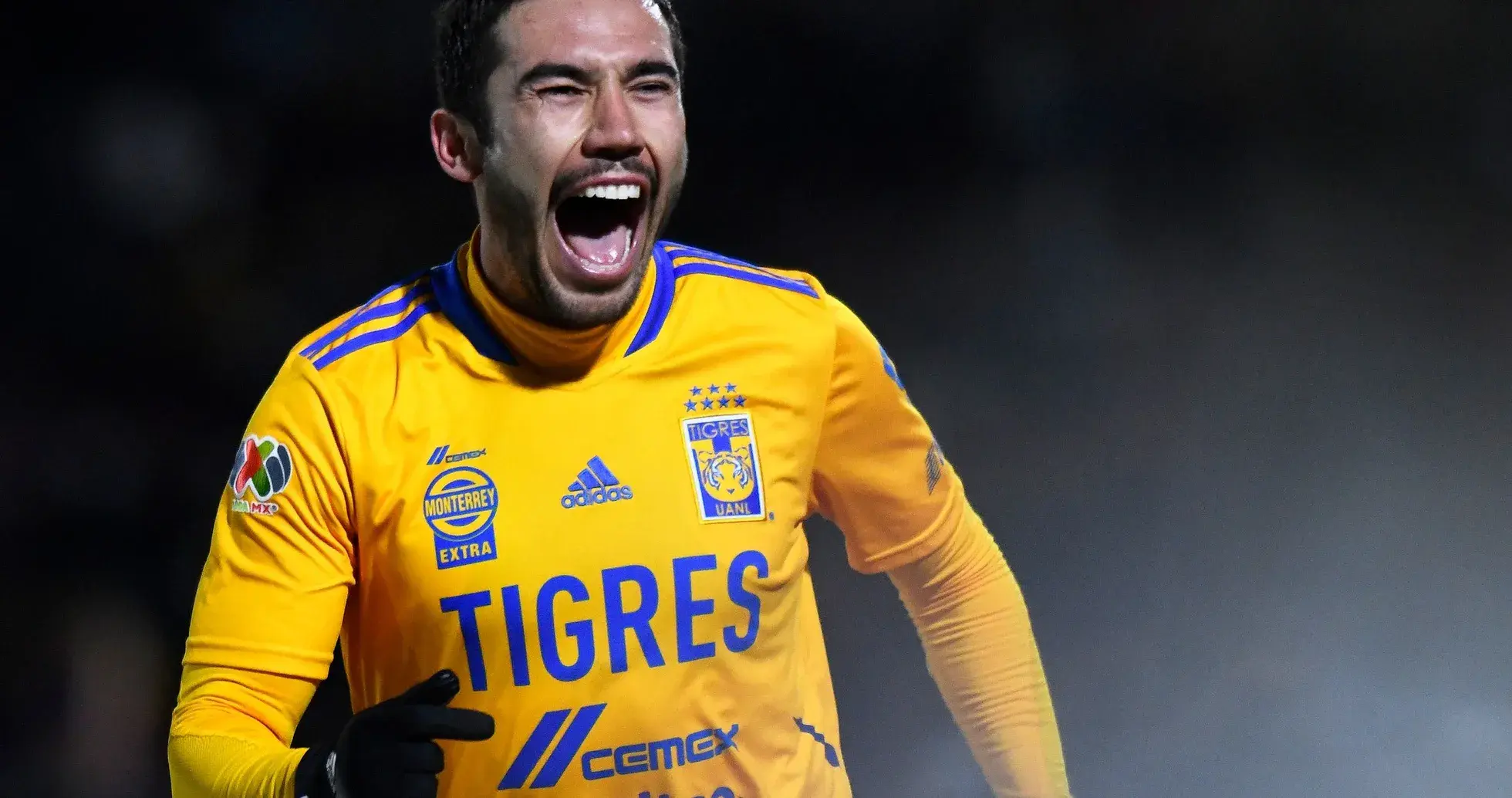 Tigres UANL player celebrating a goal Tigres UANL player celebrating a goal