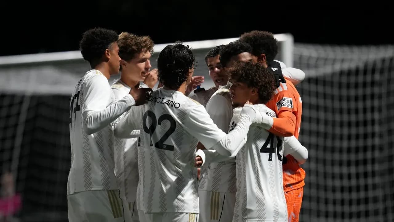 Los Angeles FC II players celebrating a goal Los Angeles FC II players celebrating a goal