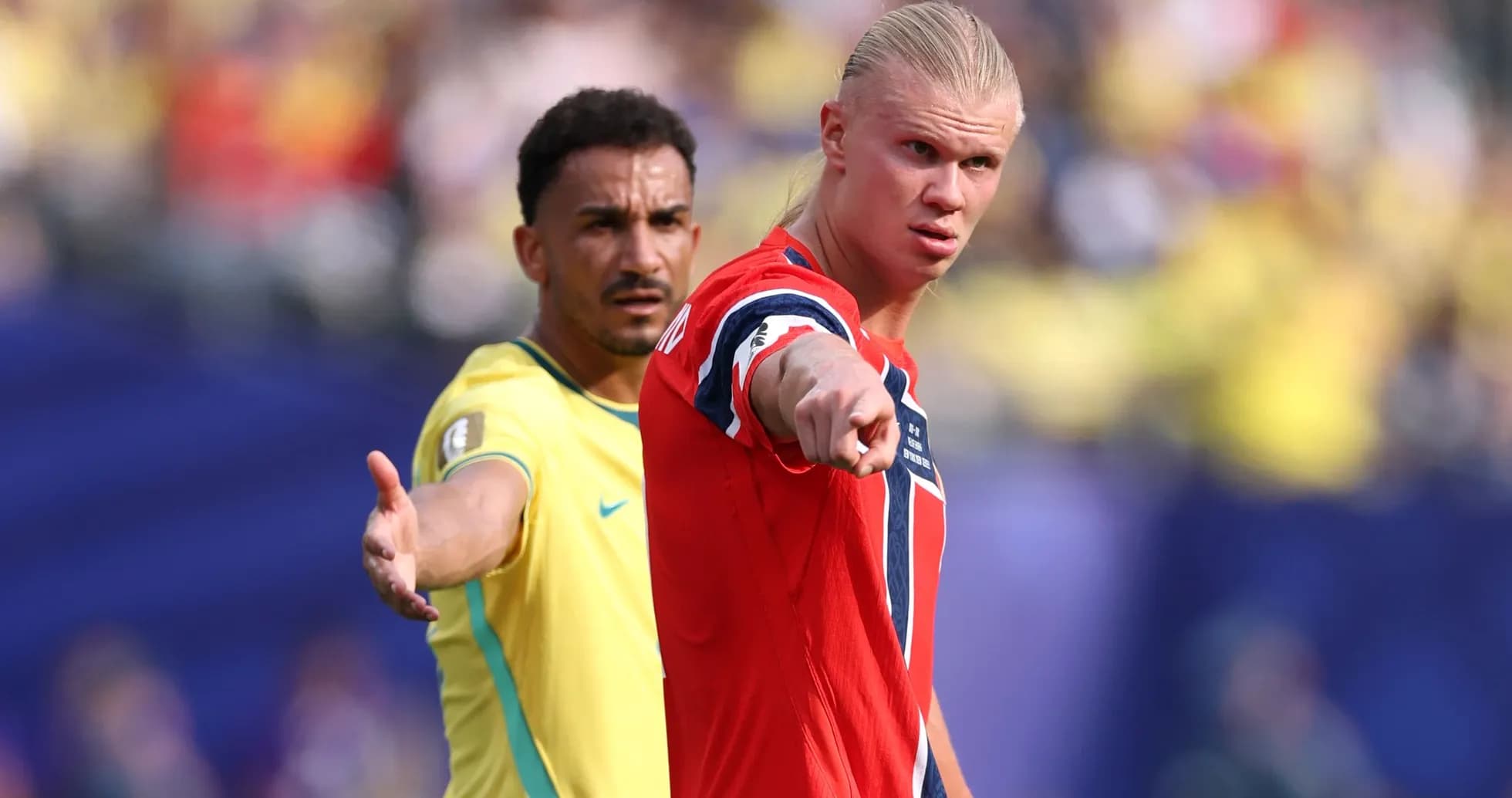 Players from Norway and Brazil during match action Players from Norway and Brazil during match action