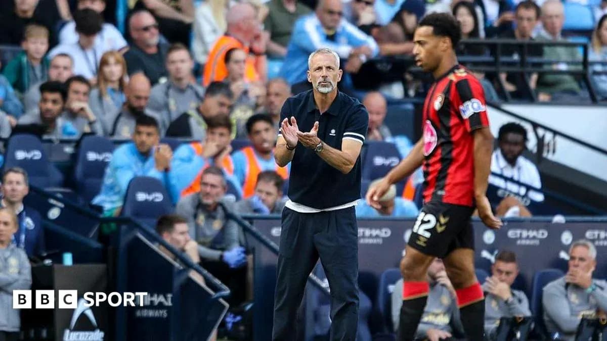 Bournemouth manager instructing player during match Bournemouth manager instructing player during match