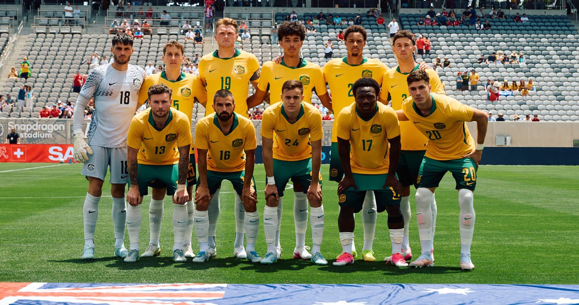 Australia national football team lineup before match Australia national football team lineup before match