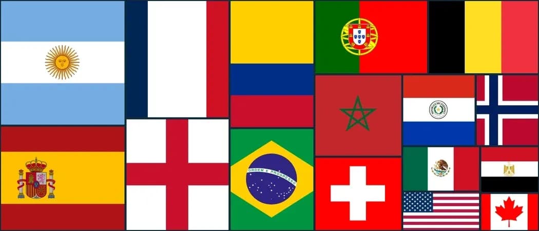 Grid of various national flags displayed together Grid of various national flags displayed together