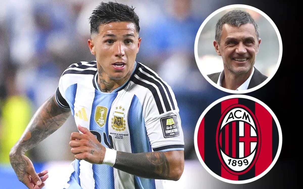 Player in Argentina kit during match with AC Milan logo Player in Argentina kit during match with AC Milan logo
