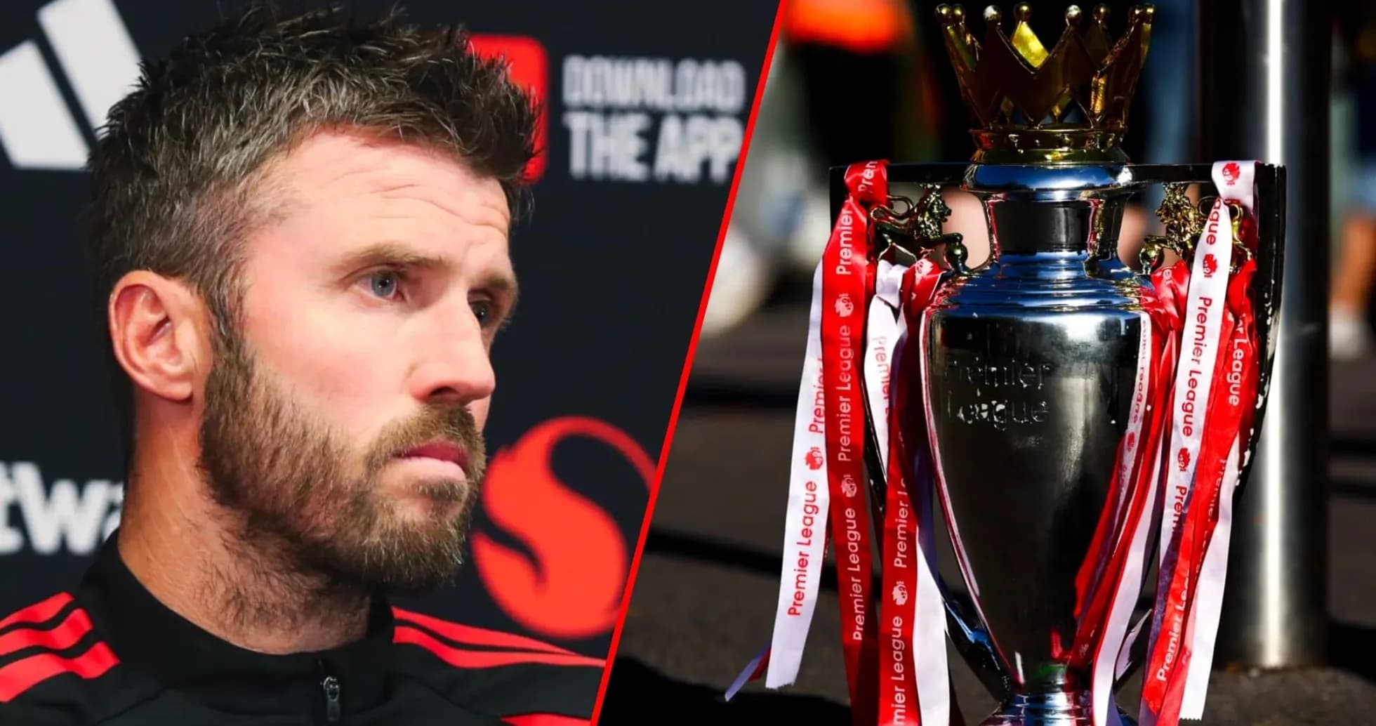 Player in press conference with Premier League trophy Player in press conference with Premier League trophy