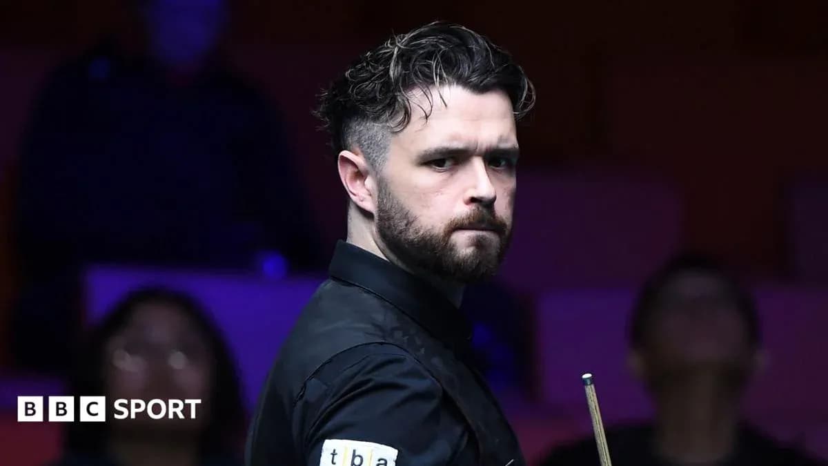 Snooker player focusing during a match Snooker player focusing during a match