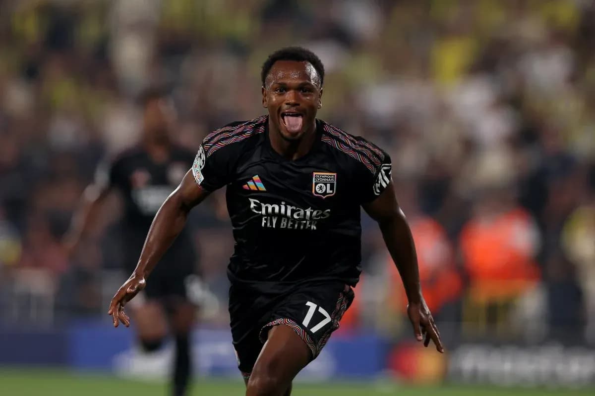 Lyon player celebrating a goal during match Lyon player celebrating a goal during match