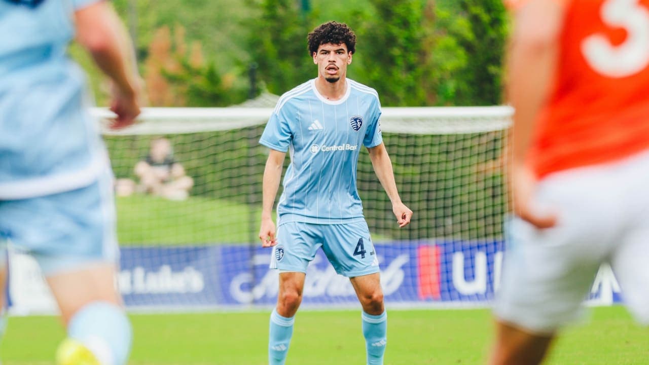 Player in blue jersey during MLS Next Pro match Player in blue jersey during MLS Next Pro match