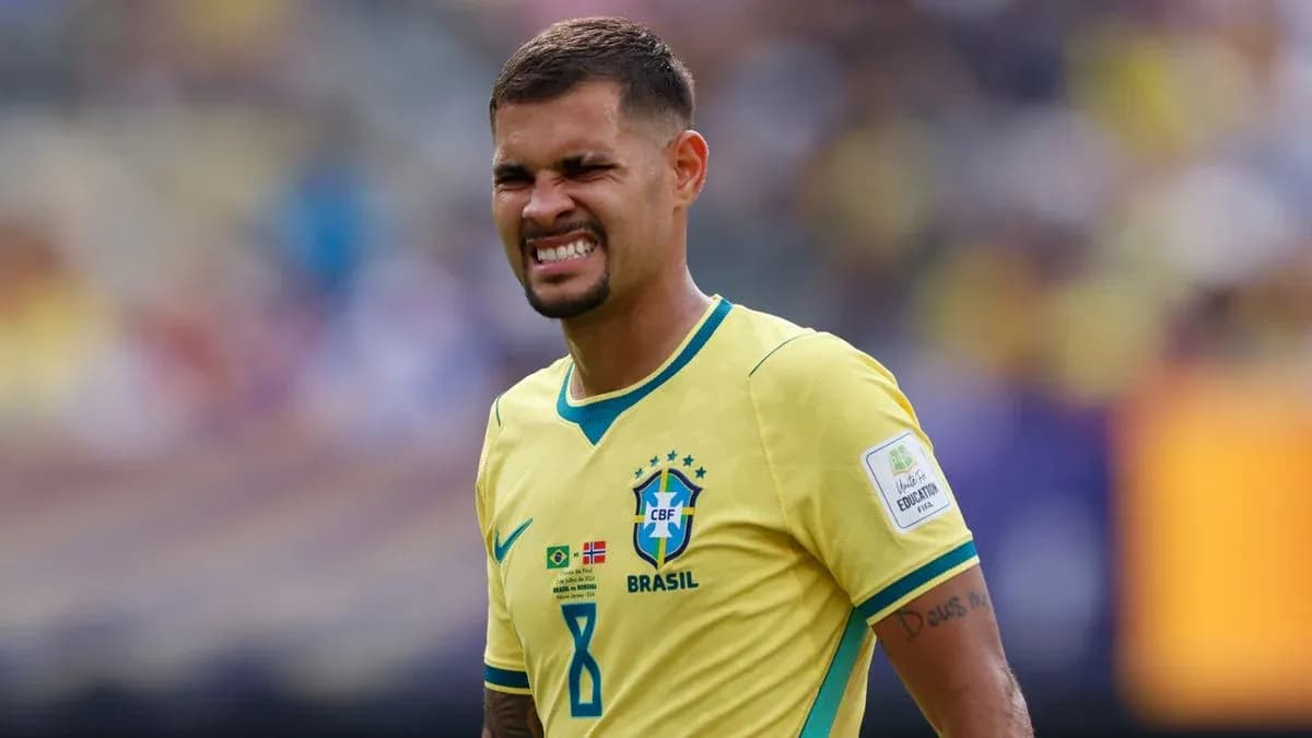 Brazilian player reacting during a match on field Brazilian player reacting during a match on field