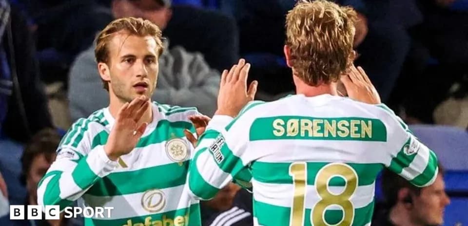 Celtic players celebrating during a match Celtic players celebrating during a match