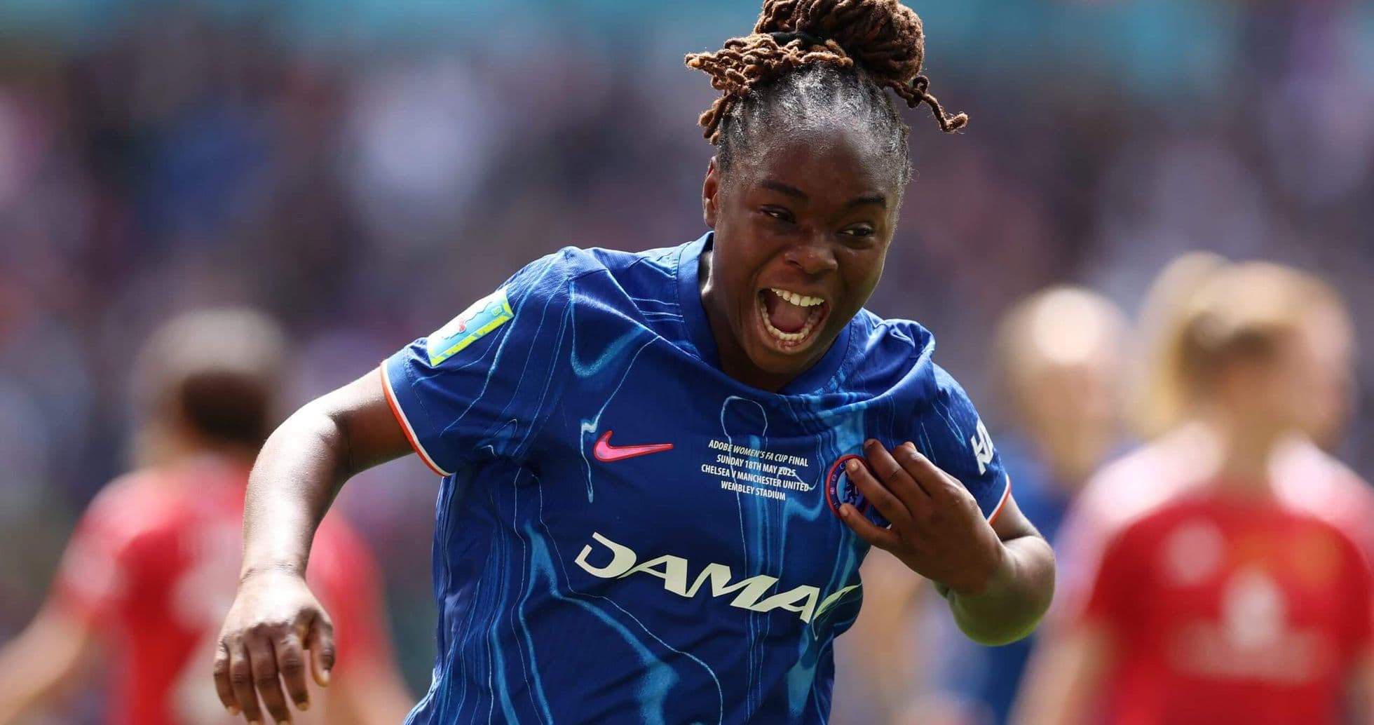 Chelsea player celebrating during FA WSL match Chelsea player celebrating during FA WSL match