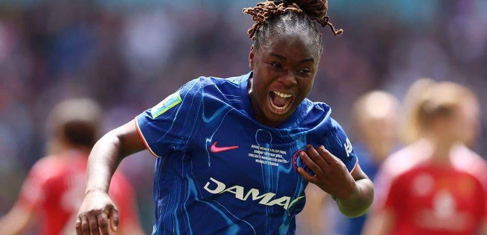 Chelsea player celebrating during FA WSL match Chelsea player celebrating during FA WSL match