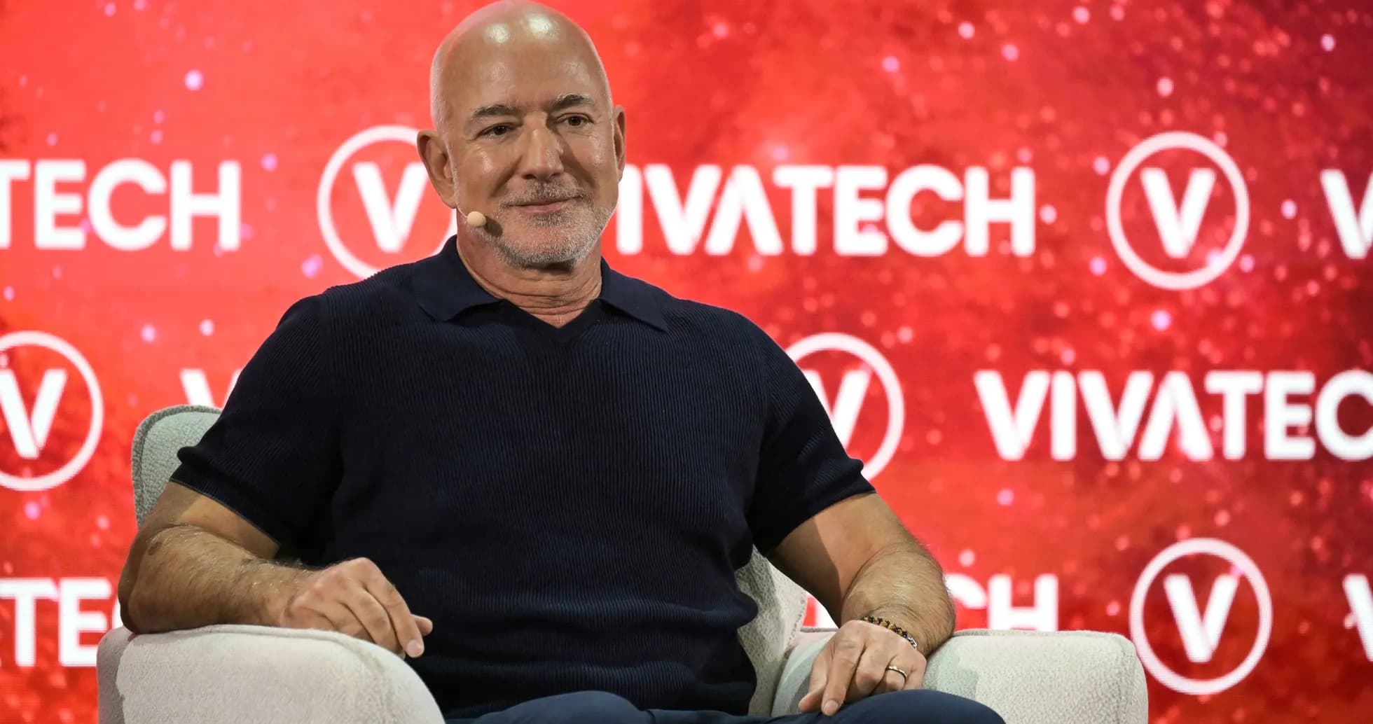 Speaker sitting on stage at Vivatech event Speaker sitting on stage at Vivatech event