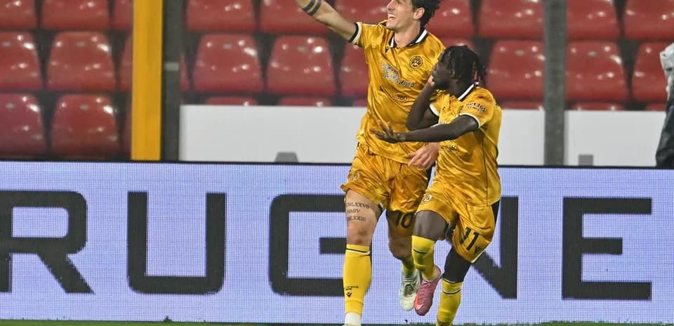 Players celebrating a goal during Serie A match Players celebrating a goal during Serie A match