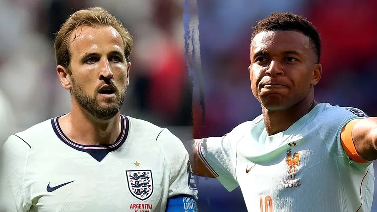Harry Kane and Kylian Mbappé facing off Harry Kane and Kylian Mbappé facing off