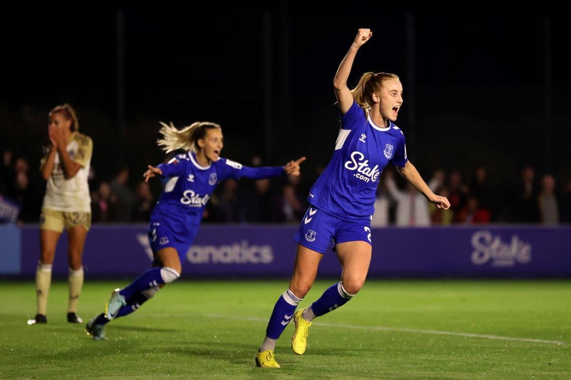 Everton player celebrating a goal during match Everton player celebrating a goal during match