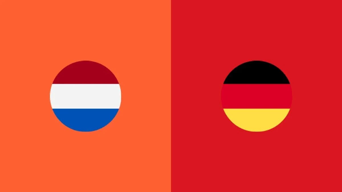 Flags of Netherlands and Germany on colored backgrounds Flags of Netherlands and Germany on colored backgrounds