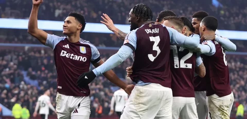 Aston Villa players celebrating a goal Aston Villa players celebrating a goal