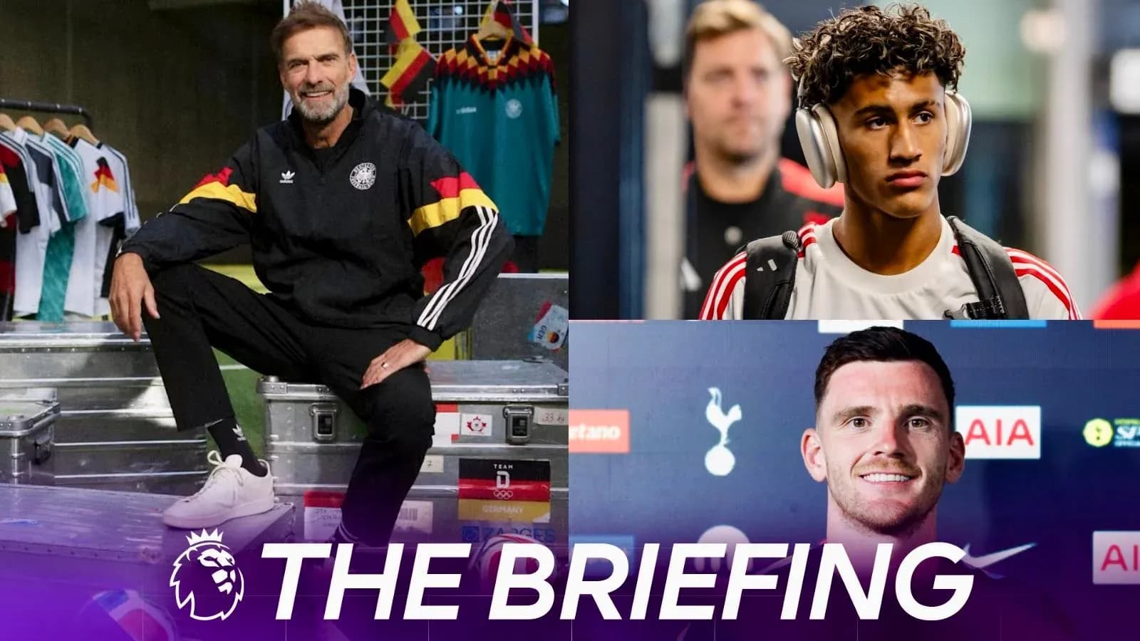 Three football figures in a briefing montage Three football figures in a briefing montage