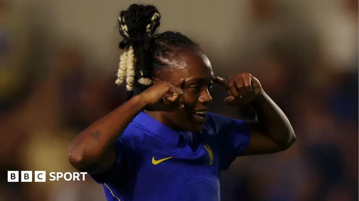 Chelsea player celebrating a goal with hand gestures Chelsea player celebrating a goal with hand gestures
