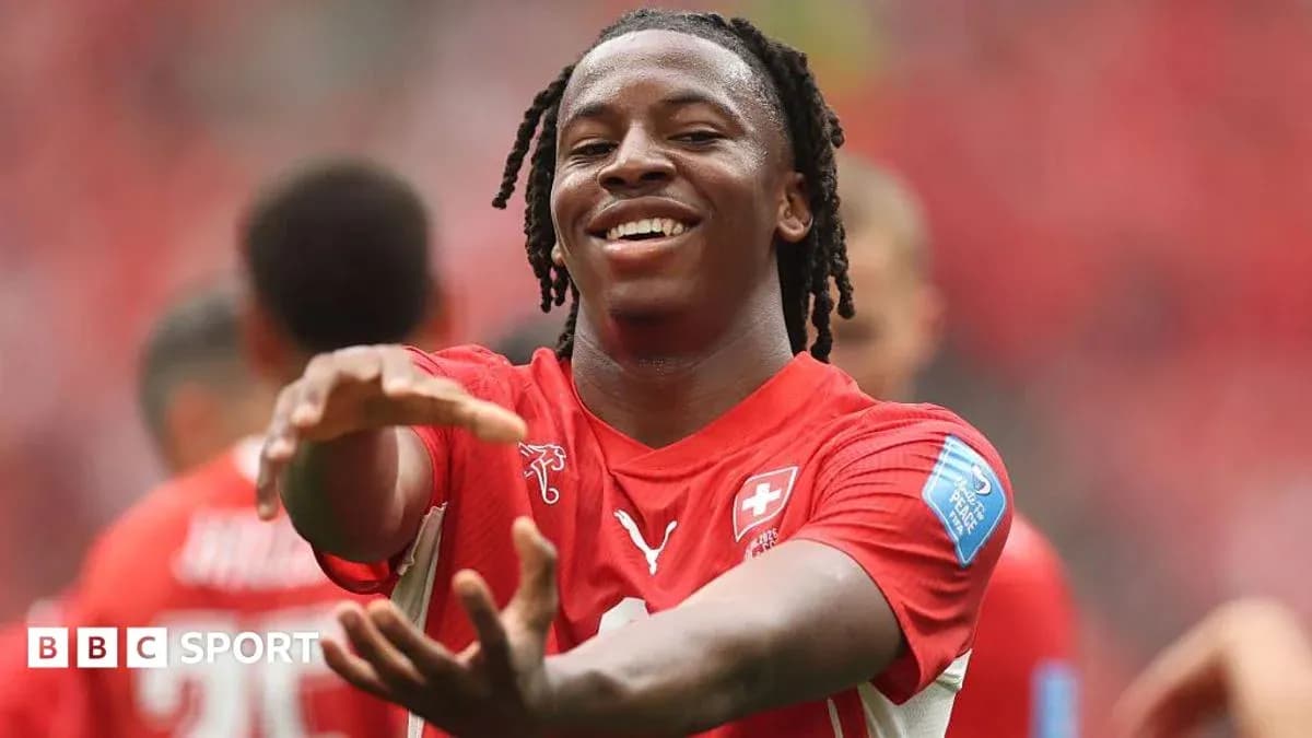 Player celebrating in Switzerland team jersey Player celebrating in Switzerland team jersey
