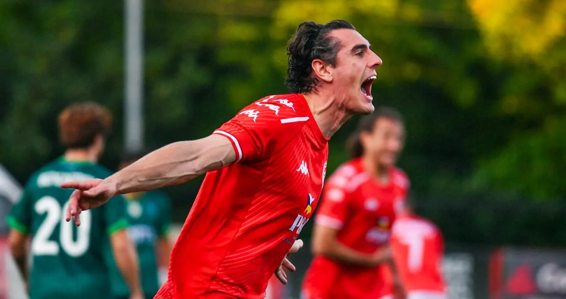 Player celebrating a goal during football match Player celebrating a goal during football match