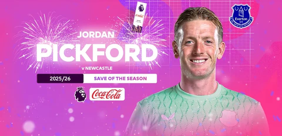 Jordan Pickford celebrating Save of the Season award Jordan Pickford celebrating Save of the Season award