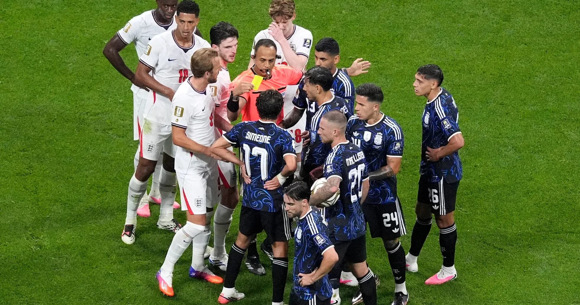 England and Argentina players arguing with referee England and Argentina players arguing with referee