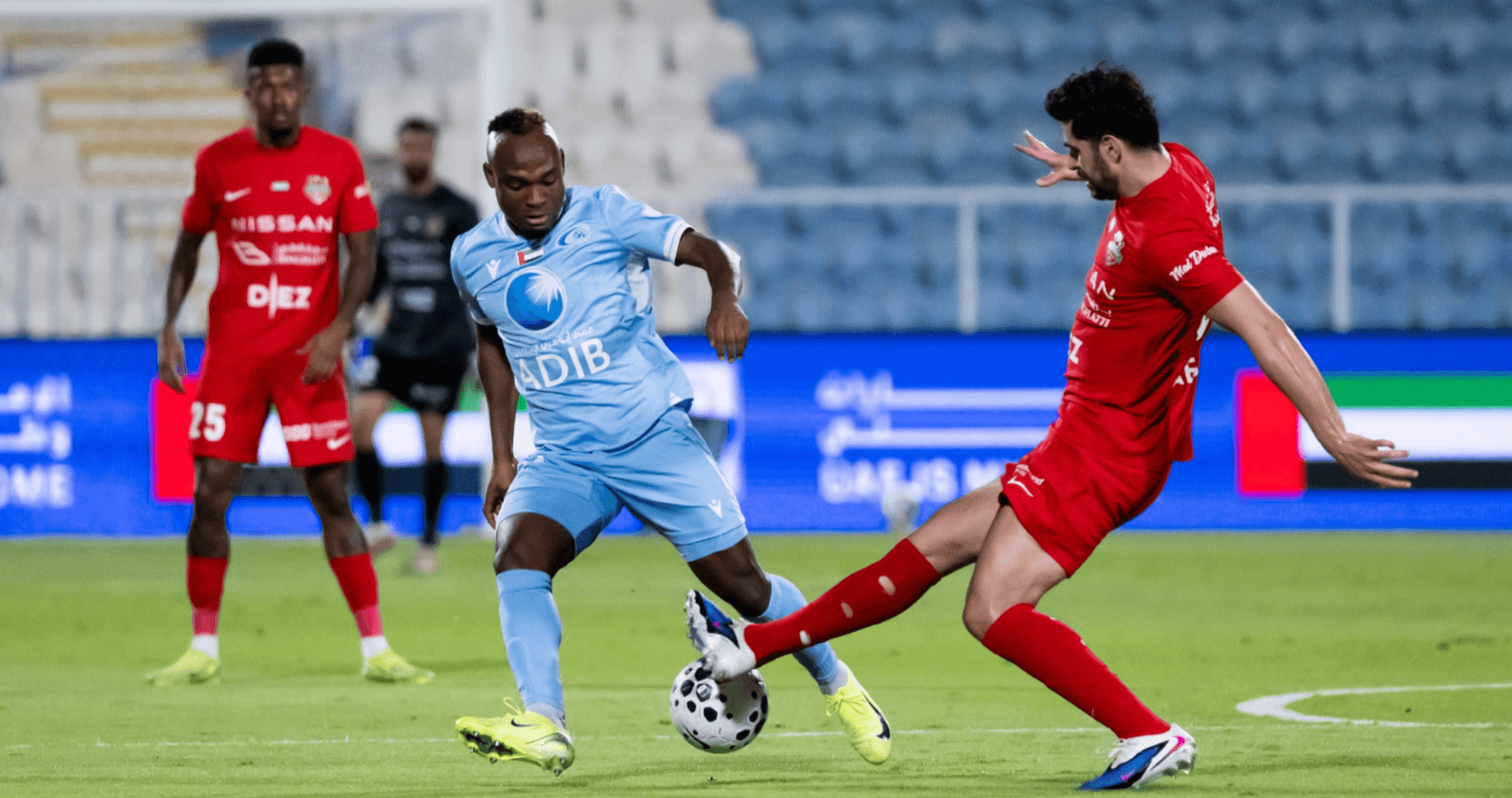 Al Wahda U23 player dribbling against Al Dhafra U23 Al Wahda U23 player dribbling against Al Dhafra U23