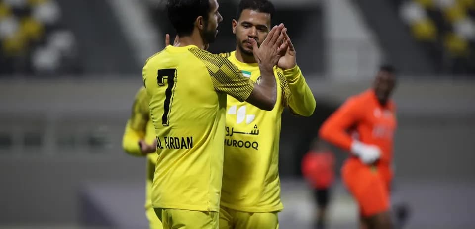 Players celebrating during Ittihad Kalba U23 match Players celebrating during Ittihad Kalba U23 match