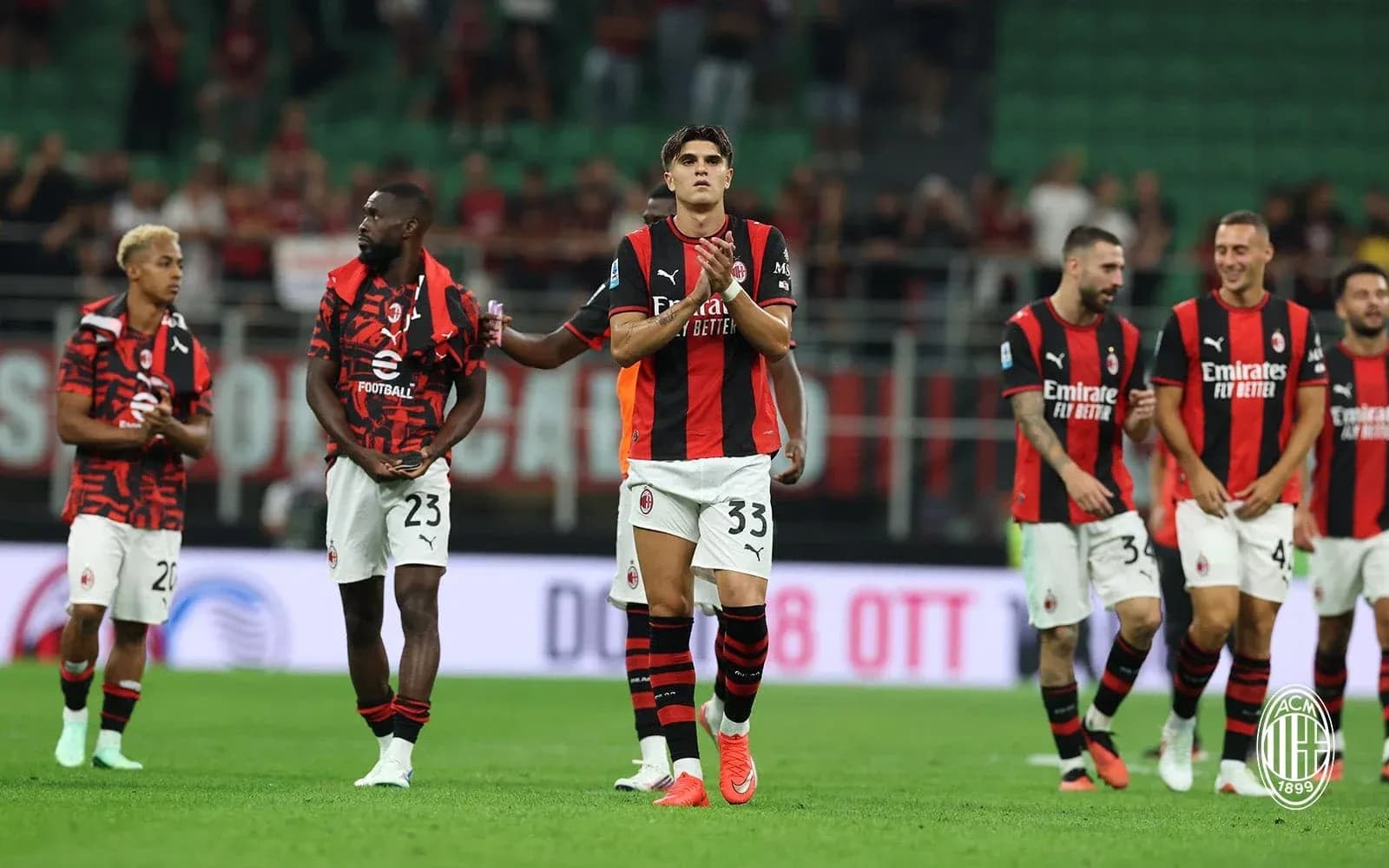 AC Milan players celebrating after the match AC Milan players celebrating after the match