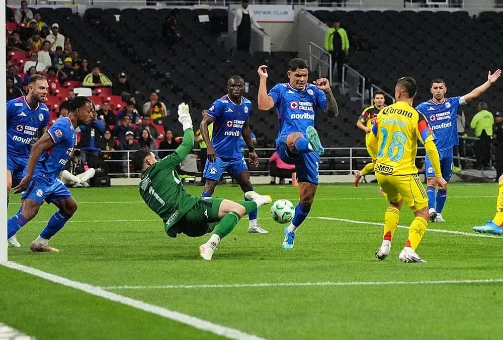 Cruz Azul player shooting during Liga MX match Cruz Azul player shooting during Liga MX match