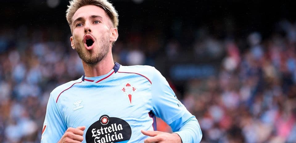 Celta Vigo player celebrating during match Celta Vigo player celebrating during match
