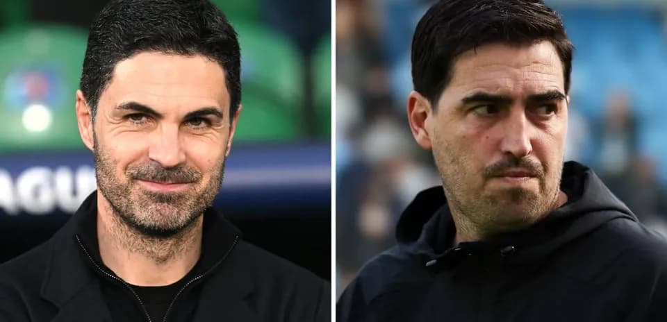 Two football managers on sidelines during match Two football managers on sidelines during match