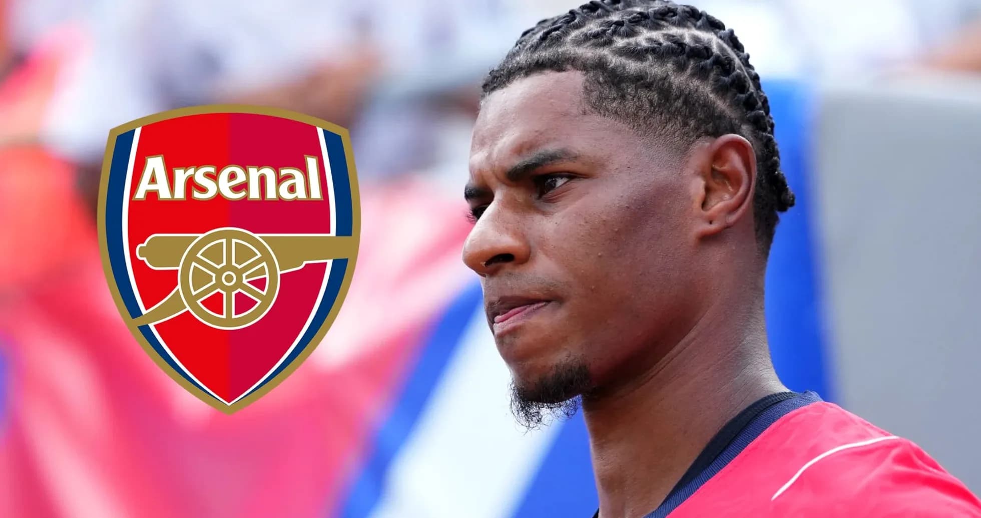 Player in Arsenal jersey with braided hair Player in Arsenal jersey with braided hair