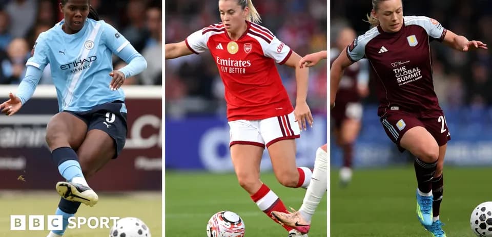 Three female footballers dribbling the ball during matches Three female footballers dribbling the ball during matches