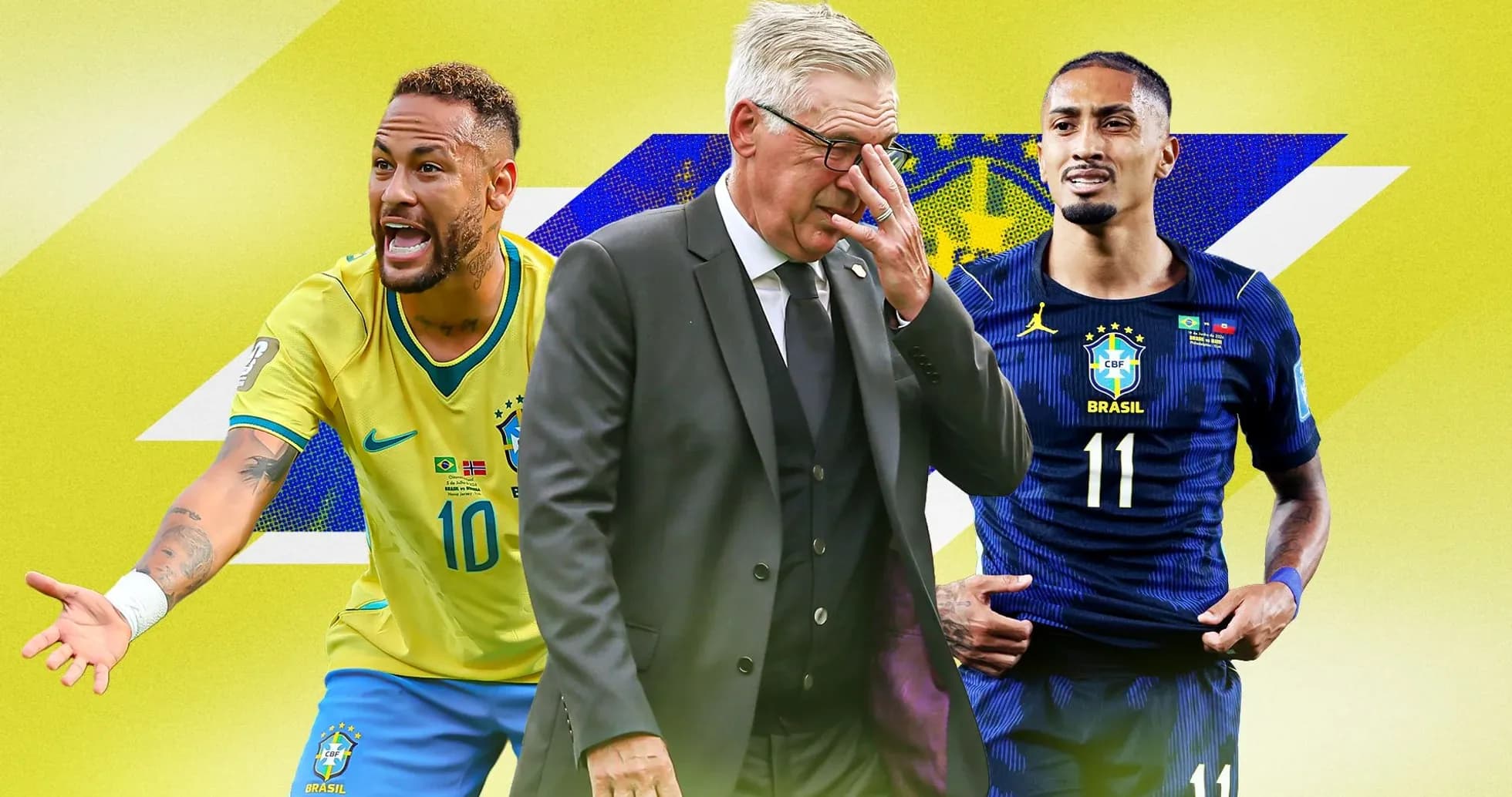 Neymar and player with coach in Brazil jersey Neymar and player with coach in Brazil jersey