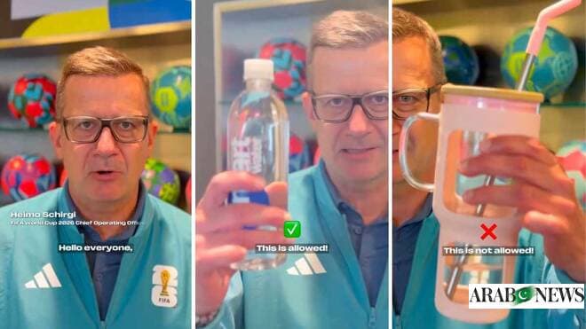 FIFA official demonstrating allowed and prohibited items FIFA official demonstrating allowed and prohibited items