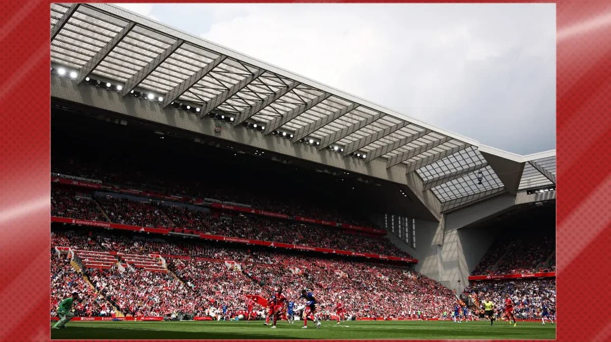Crowd at Anfield during a football match Crowd at Anfield during a football match