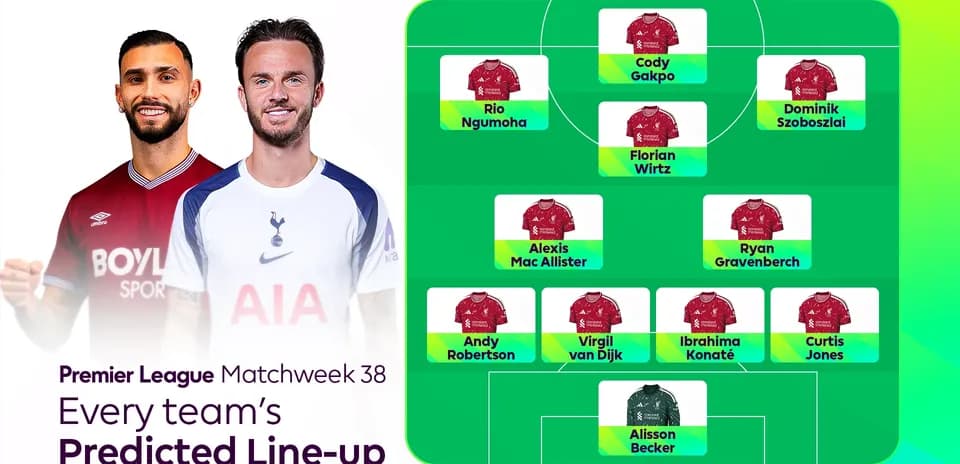 Predicted line-up for Premier League Matchweek 38 Predicted line-up for Premier League Matchweek 38