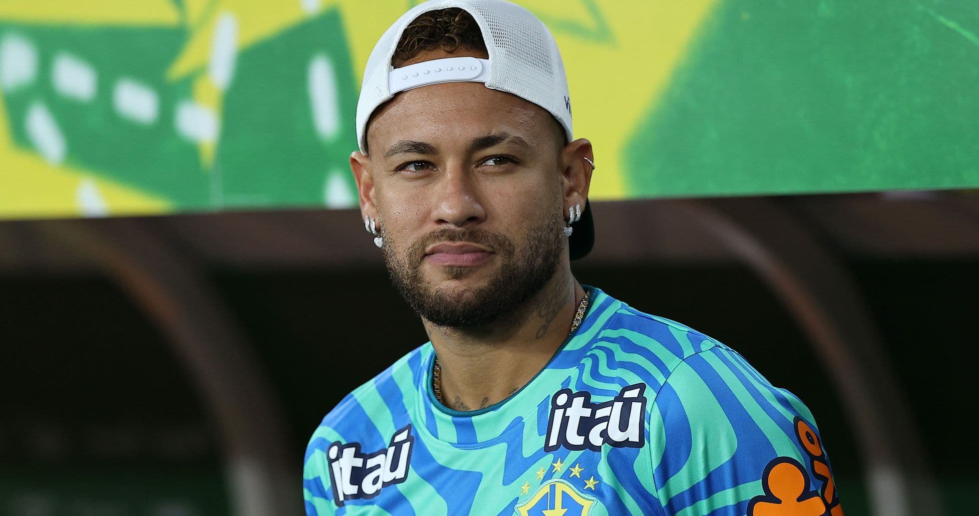 Neymar wearing Brazil training kit and cap Neymar wearing Brazil training kit and cap