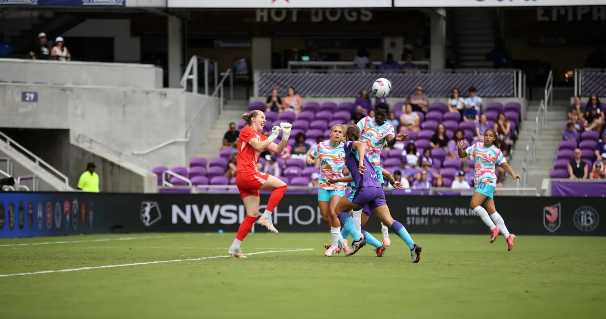 Goalkeeper celebrating during NWSL match Goalkeeper celebrating during NWSL match