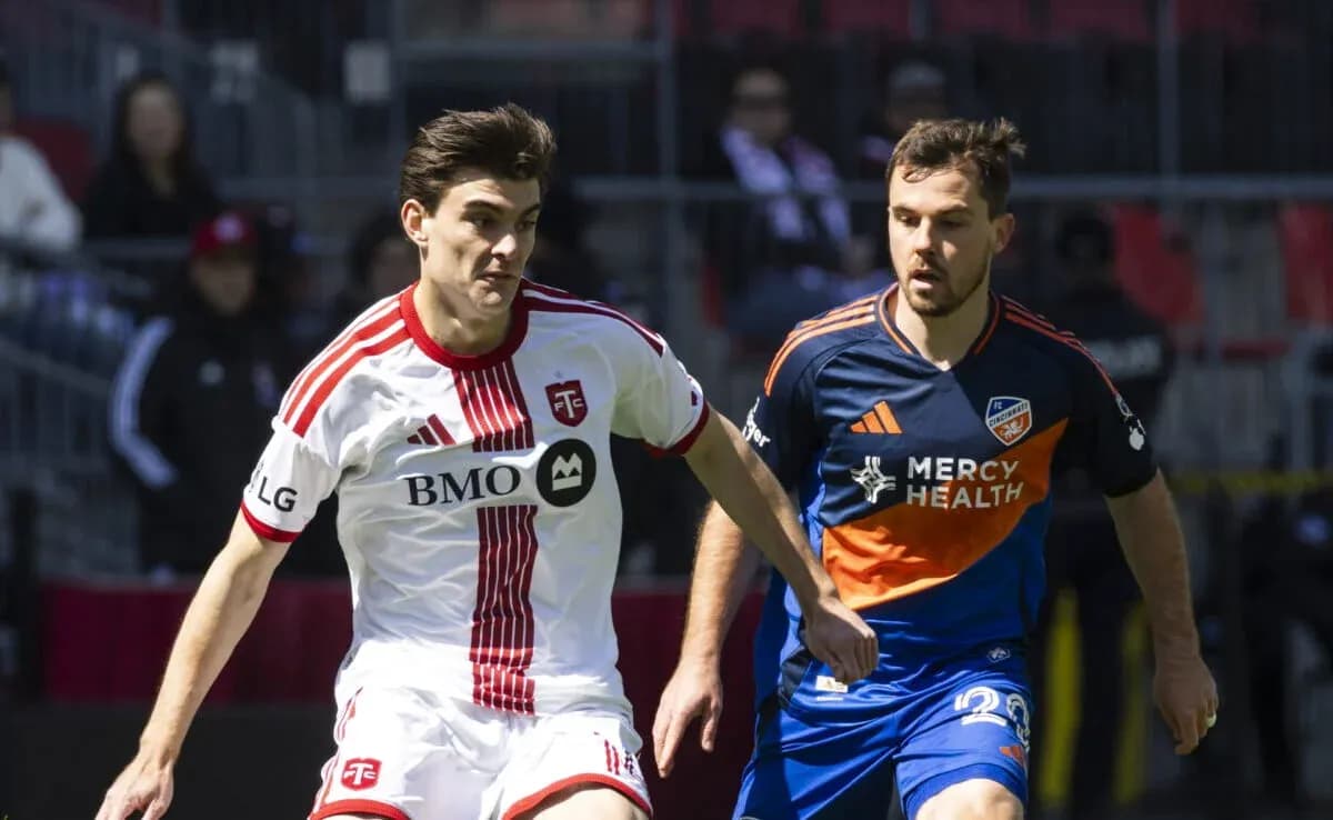 Toronto II player dribbling against FC Cincinnati II Toronto II player dribbling against FC Cincinnati II
