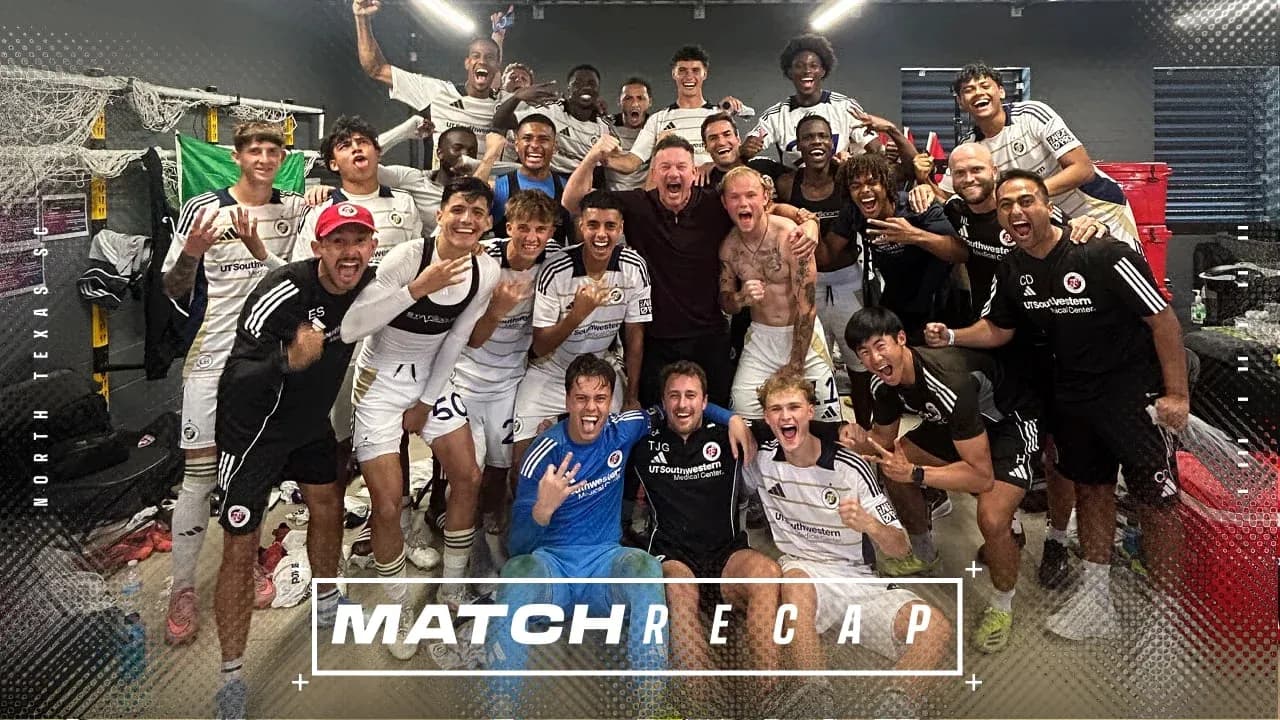 North Texas SC players celebrating in locker room North Texas SC players celebrating in locker room