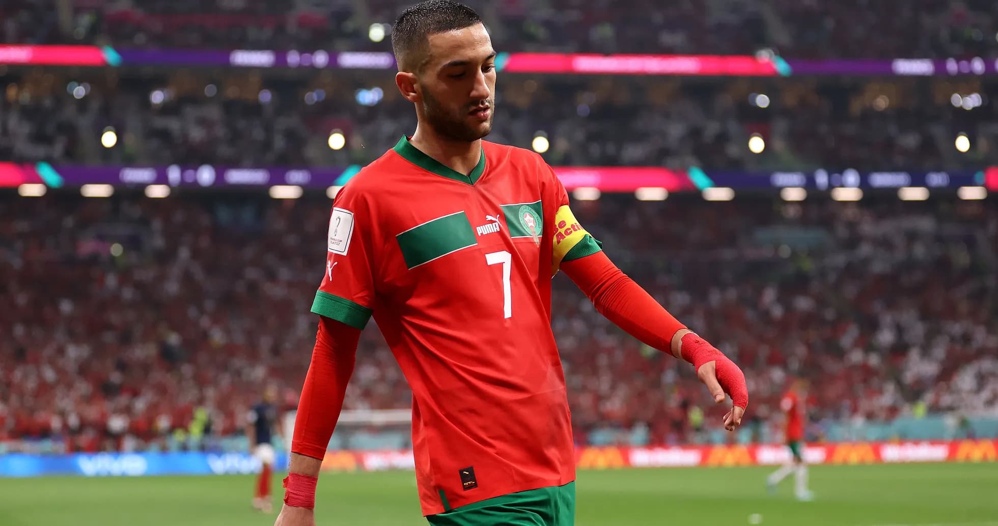 Hakim Ziyech walking off the pitch during match Hakim Ziyech walking off the pitch during match